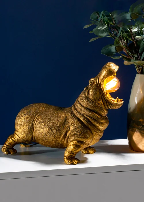BHS Bernard Hippo Table Lamp Gold (28cm x 34cm) - One Size Image 1