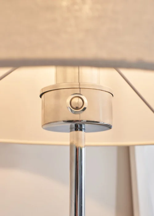 BHS Mira Touch Floor Lamp Chrome & Natural (155cm x 38cm) - One Size Image 3