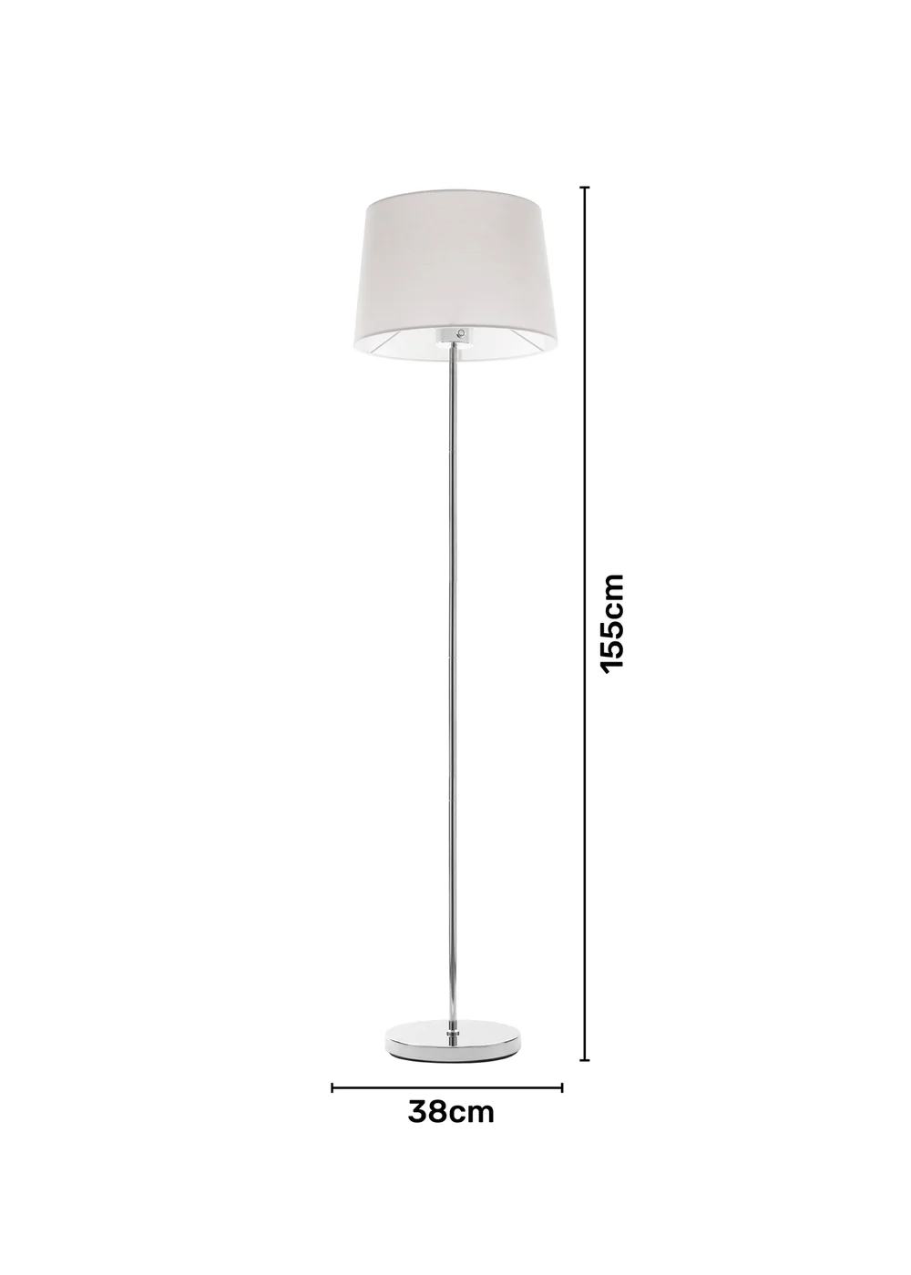 BHS Mira Touch Floor Lamp Chrome & Natural (155cm x 38cm) - One Size Image 6