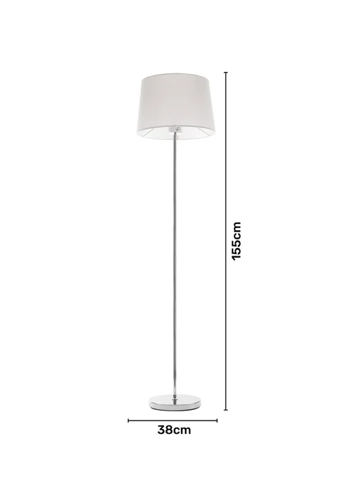 BHS Mira Touch Floor Lamp Chrome & Natural (155cm x 38cm) - One Size Image 6
