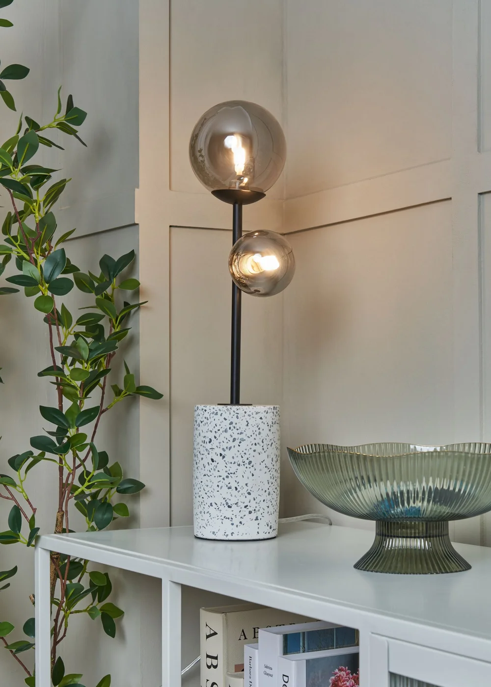 BHS Forella Table Lamp Satin Black (54cm x 16cm) - One Size Image 1