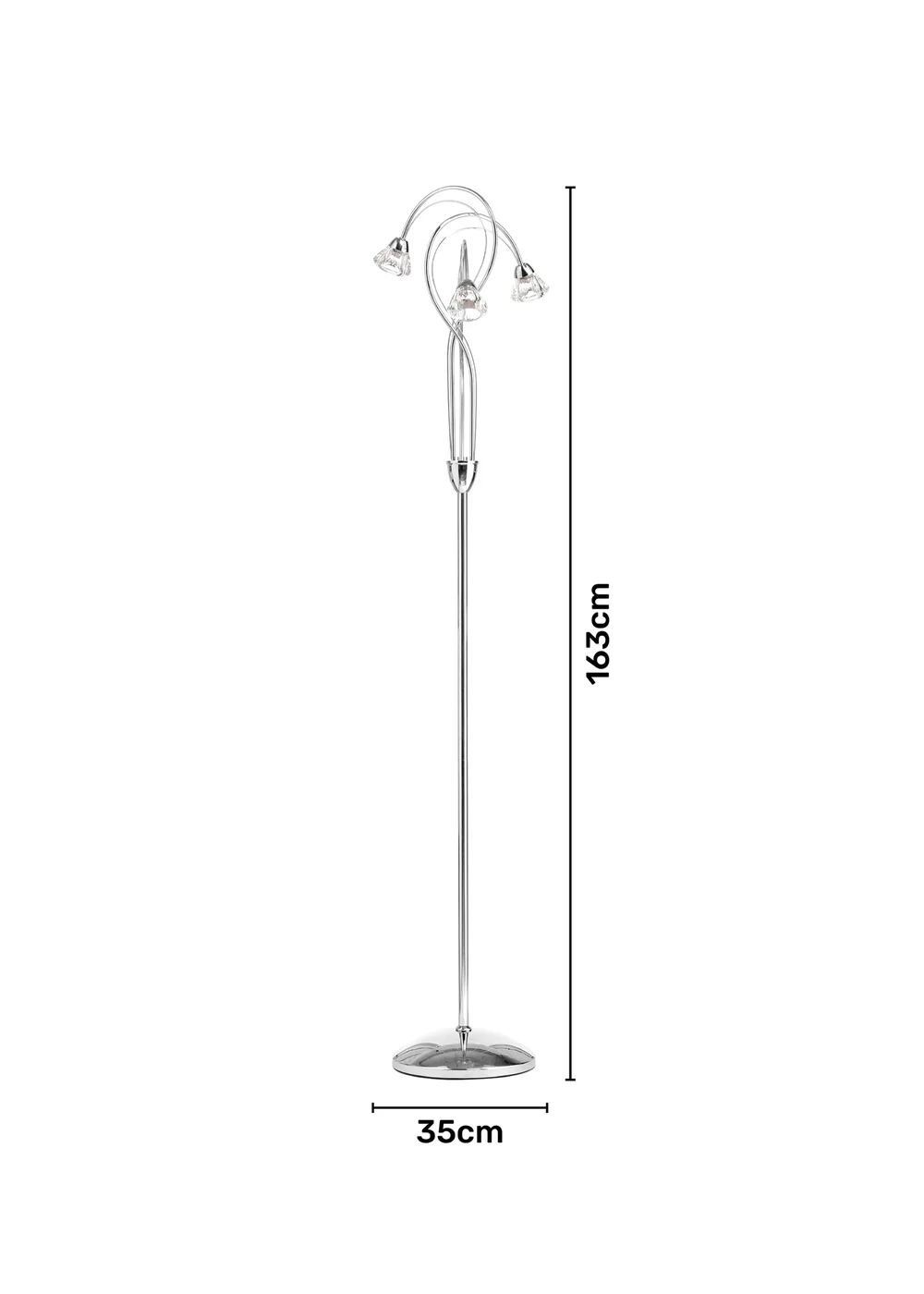 BHS Marianne Floor Lamp 3 Light Chrome (163cm x 35cm) - One Size Image 5