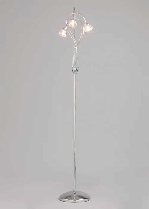 BHS Marianne Floor Lamp 3 Light Chrome (163cm x 35cm) - One Size Image 2