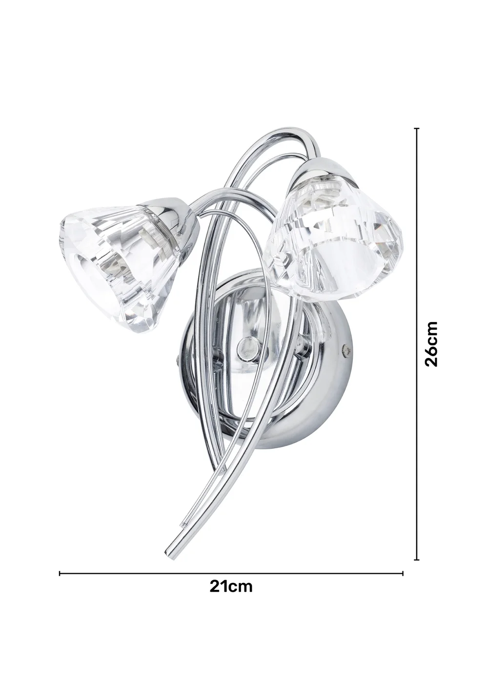 BHS Marianne Wall 2 Light Chrome (26cm x 21cm) - One Size Image 6