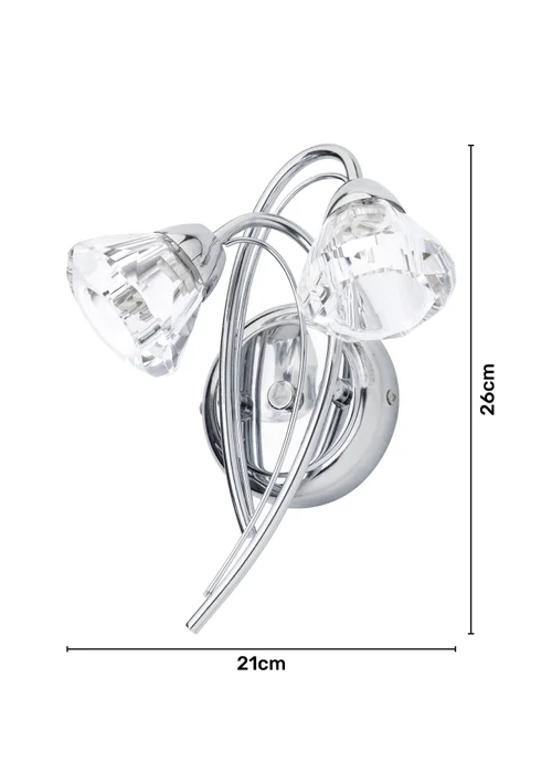 BHS Marianne Wall 2 Light Chrome (26cm x 21cm) - One Size Image 6