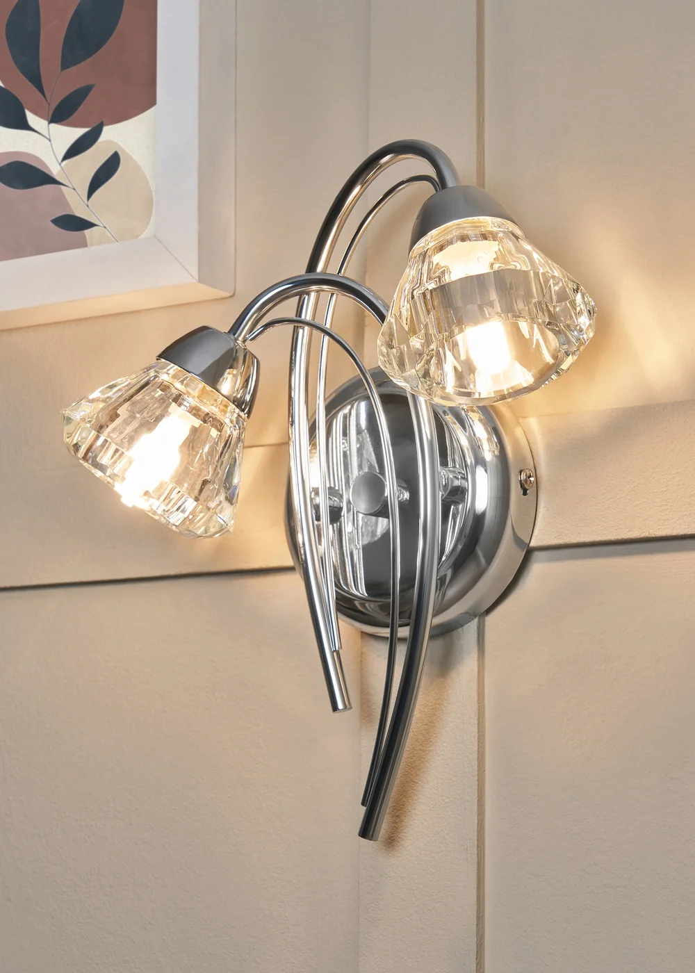 BHS Marianne Wall 2 Light Chrome (26cm x 21cm) - One Size Image 1