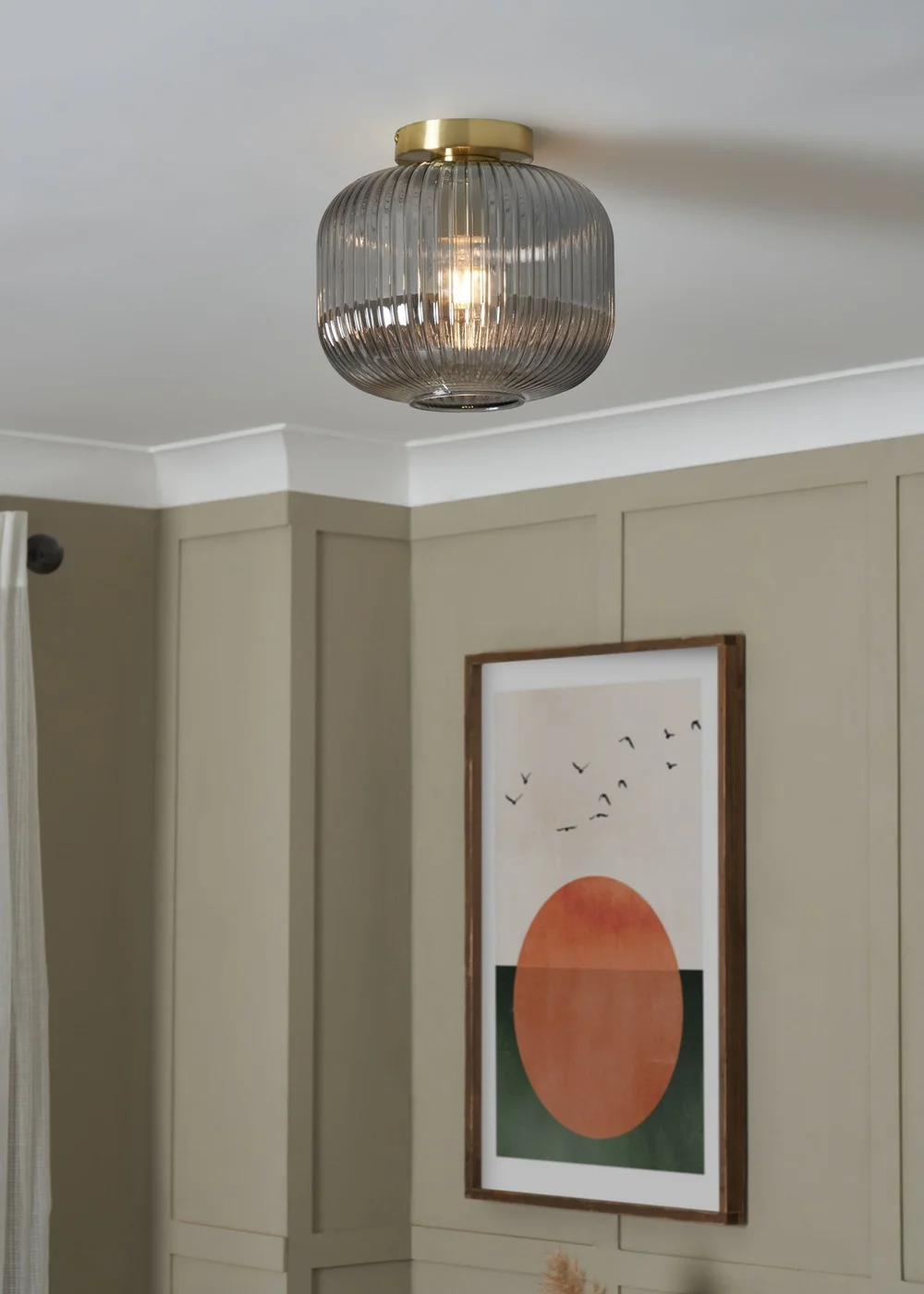 BHS Lyna Flush Ceiling 1 Light Brass (24cm x 24cm) - One Size Image 1