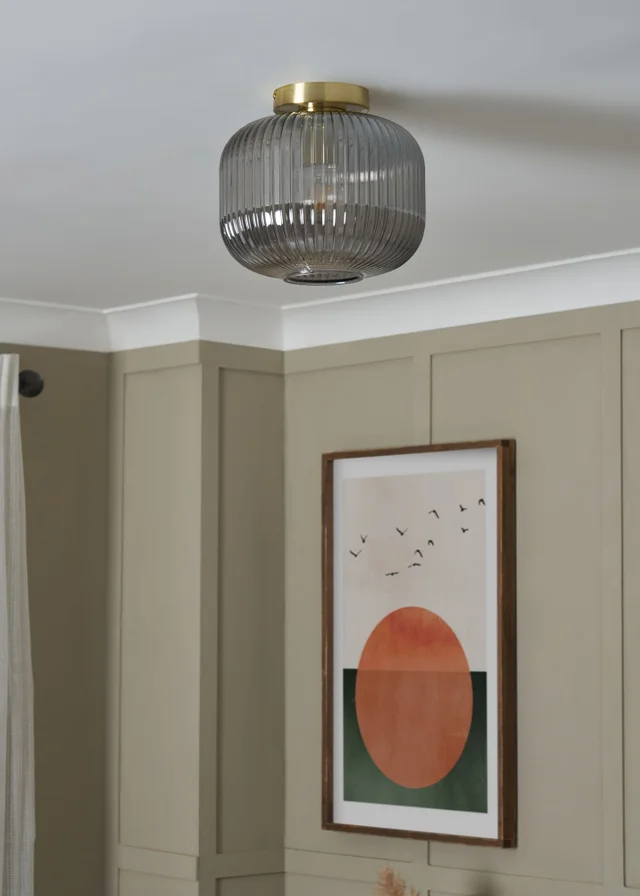 BHS Lyna Flush Ceiling 1 Light Brass (24cm x 24cm)
