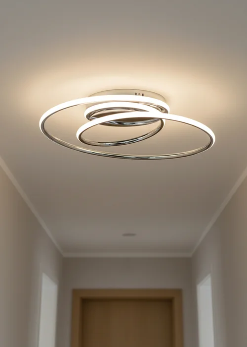BHS Pei Chrome Rings LED Flush Ceiling Light - One Size Image 1