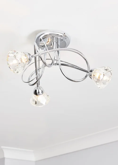 BHS Marianne Flush Ceiling 3 Light Chrome (18cm x 40cm) - One Size Image 1