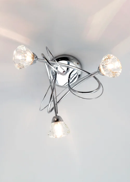 BHS Marianne Flush Ceiling 3 Light Chrome (18cm x 40cm) - One Size Image 4