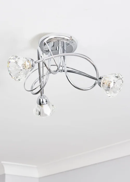 BHS Marianne Flush Ceiling 3 Light Chrome (18cm x 40cm) - One Size Image 2
