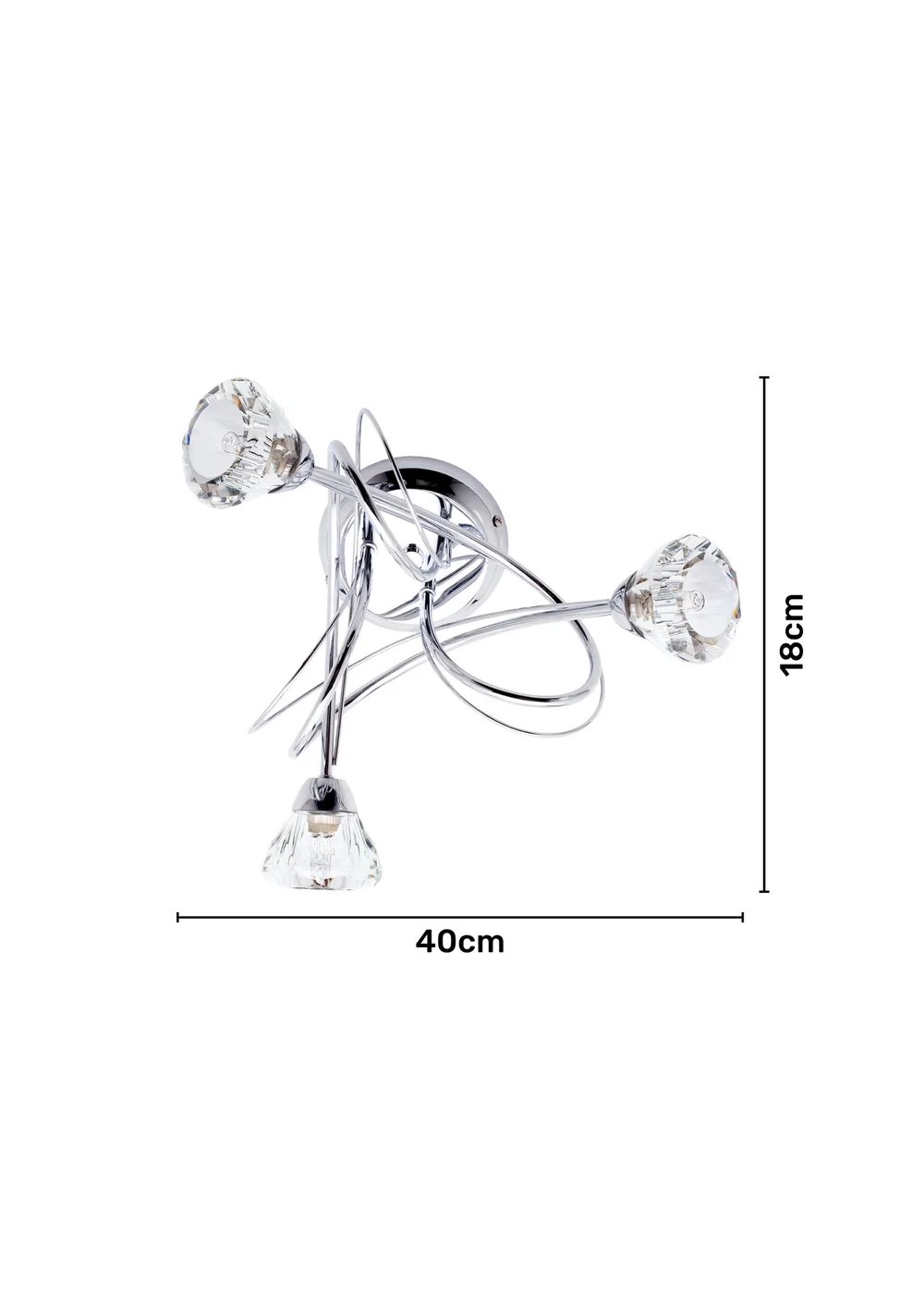 BHS Marianne Flush Ceiling 3 Light Chrome (18cm x 40cm) - One Size Image 6