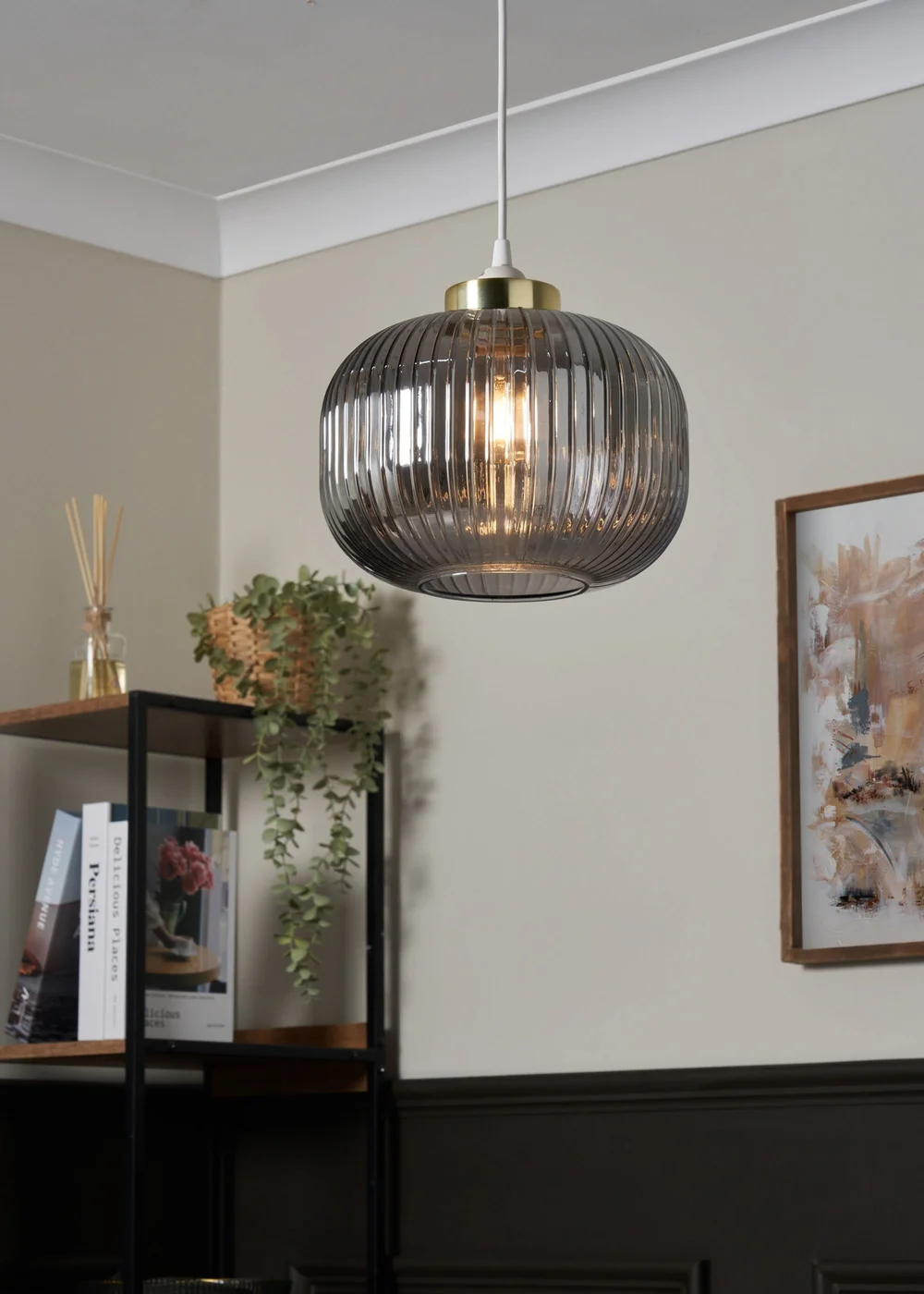 BHS Lyna Easyfit Smoked Glass Shade - One Size Image 2