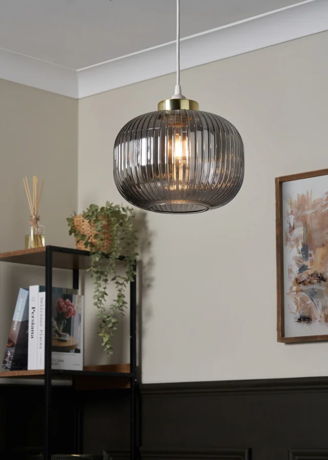 BHS Lyna Easyfit Smoked Glass Shade