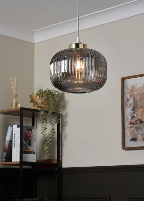 BHS Lyna Easyfit Ceiling Pendant Brass(24cm x 24cm) - One Size Image 1