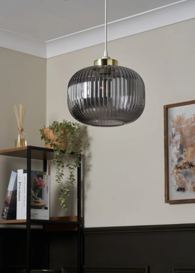 BHS Lyna Easyfit Smoked Glass Shade
