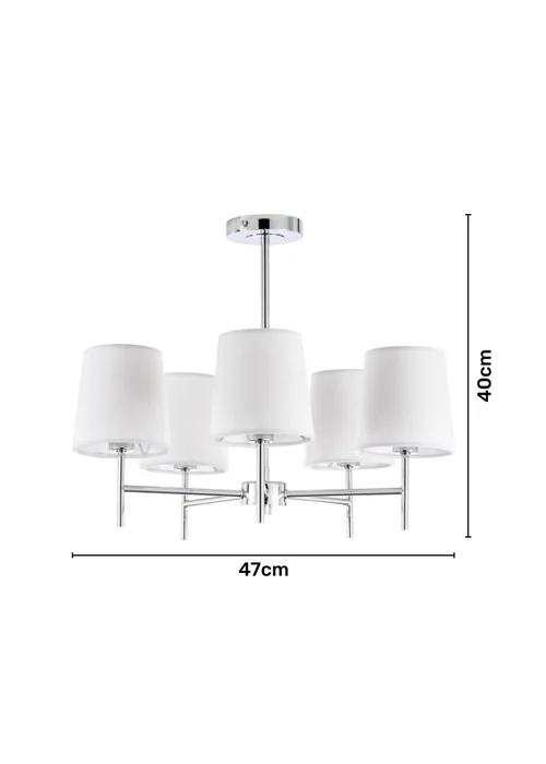 BHS Mira Semi Flush Ceiling 5 Light Chrome & Natural (40cm x 47cm) - One Size Image 6