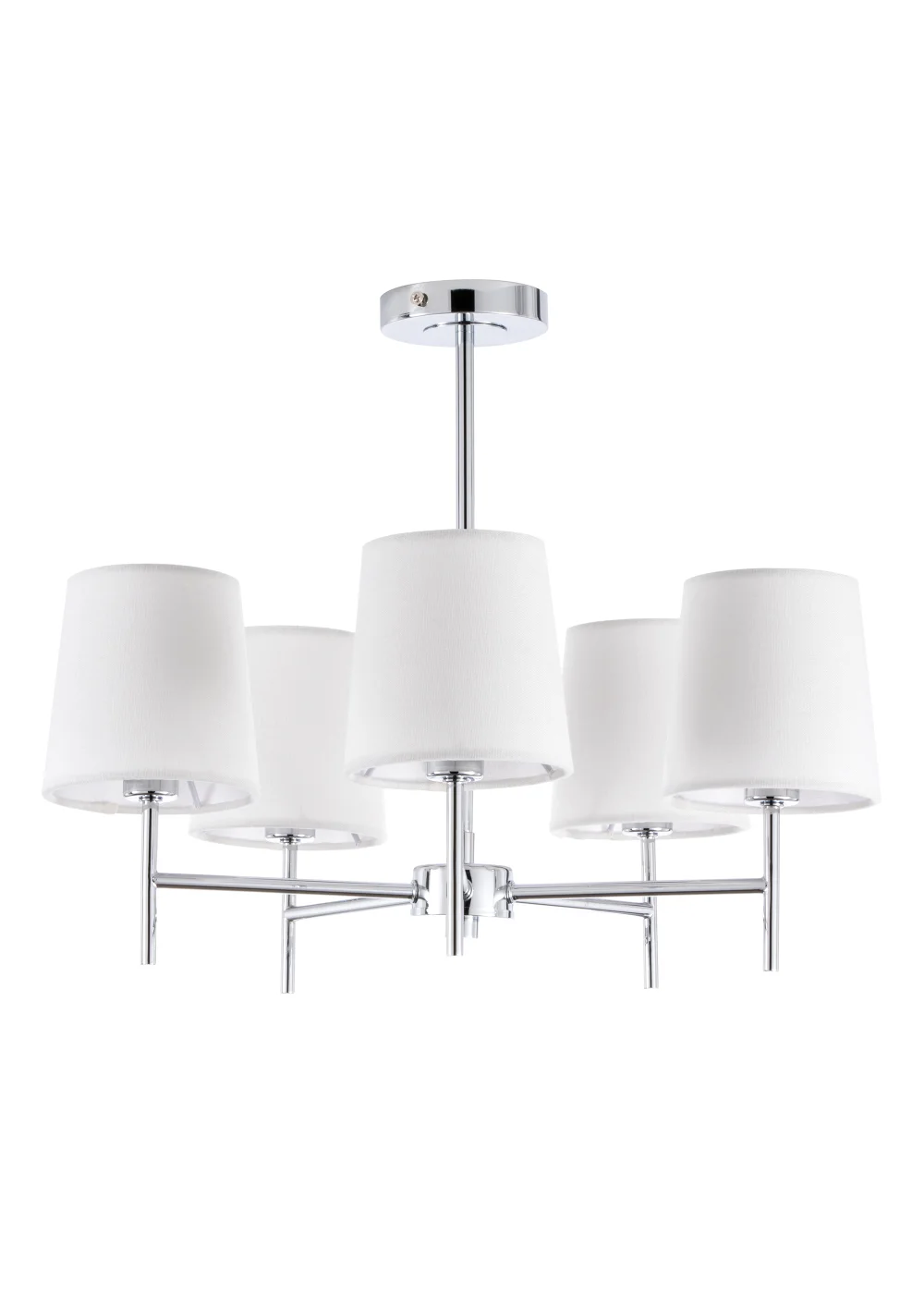 BHS Mira Semi Flush Ceiling 5 Light Chrome & Natural (40cm x 47cm) - One Size Image 5