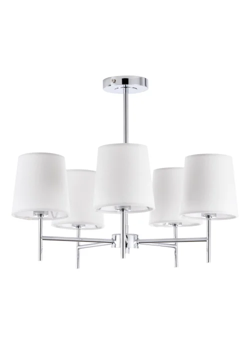 BHS Mira Semi Flush Ceiling 5 Light Chrome & Natural (40cm x 47cm) - One Size Image 5