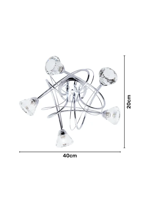 BHS Marianne Flush Ceiling 5 Light Chrome (20cm x 40cm) - One Size Image 6