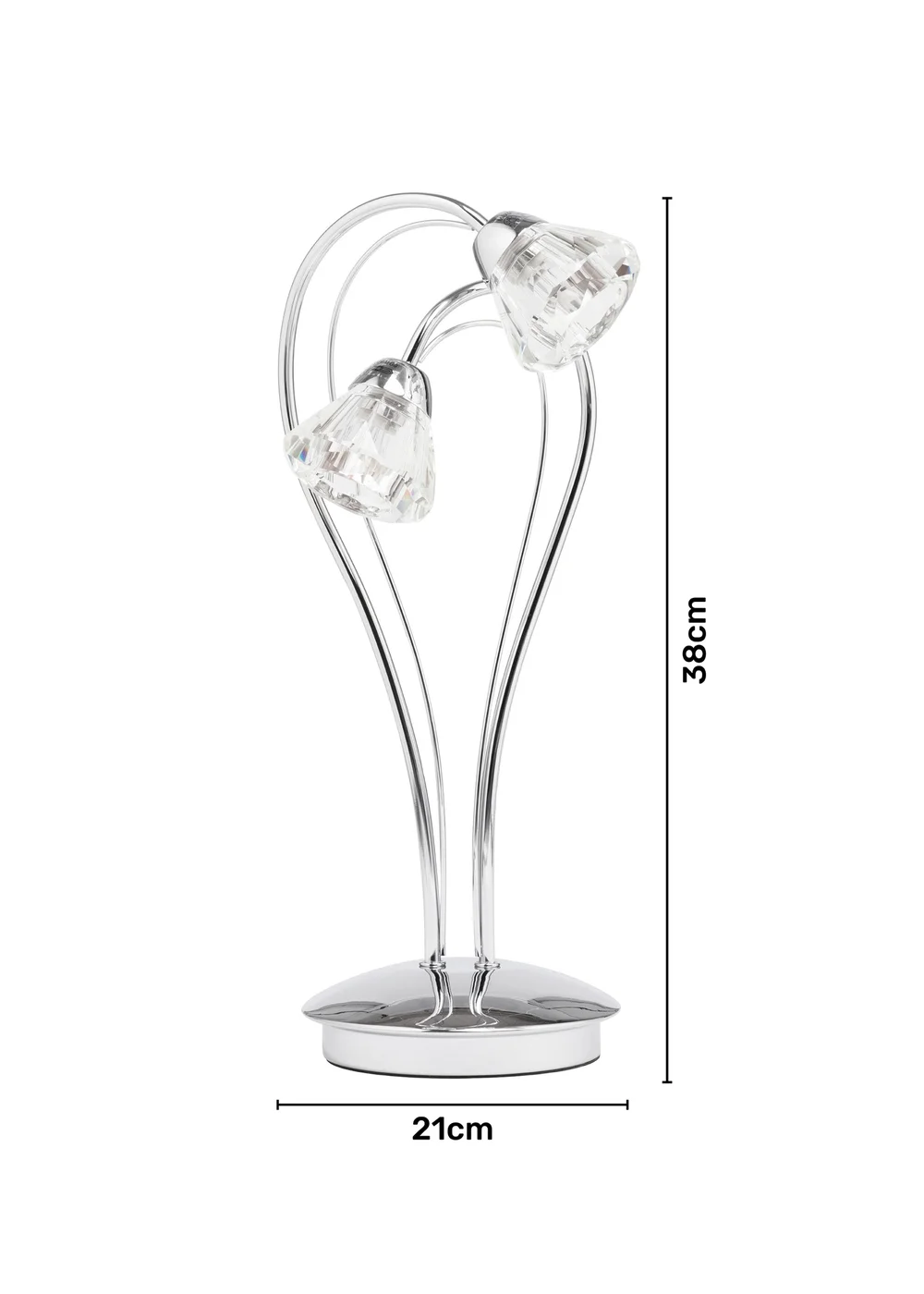 BHS Marianne Table Lamp 2 Light Chrome (38cm x 21cm) - One Size Image 6