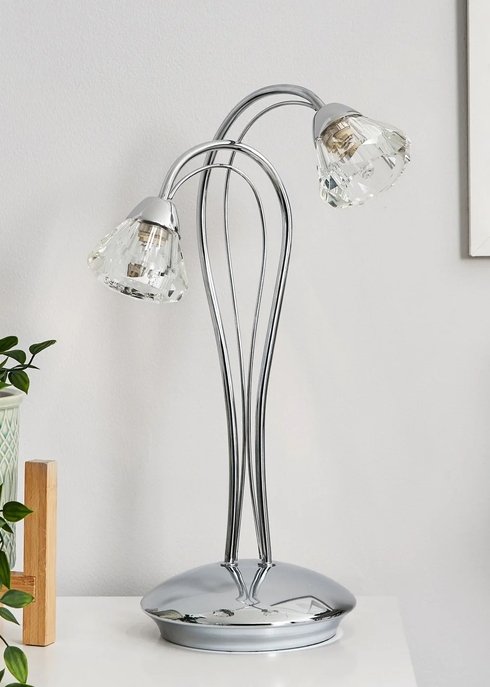 BHS Marianne Table Lamp 2 Light Chrome (38cm x 21cm) - One Size Image 2
