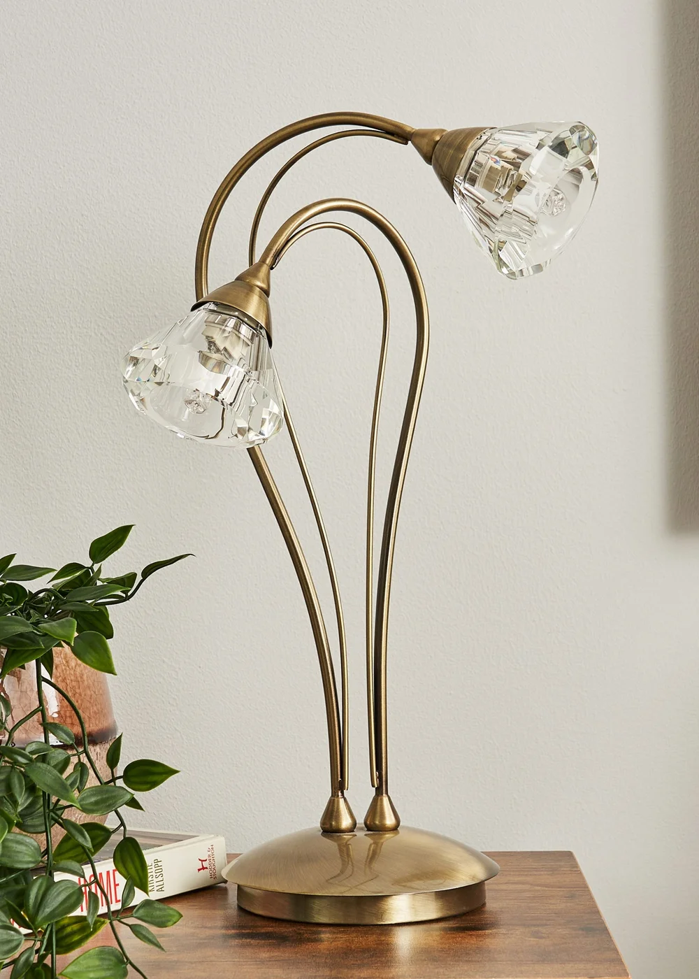 BHS Marianne Table Lamp 2 Light Antique Brass (38cm x 21cm) - One Size Image 2
