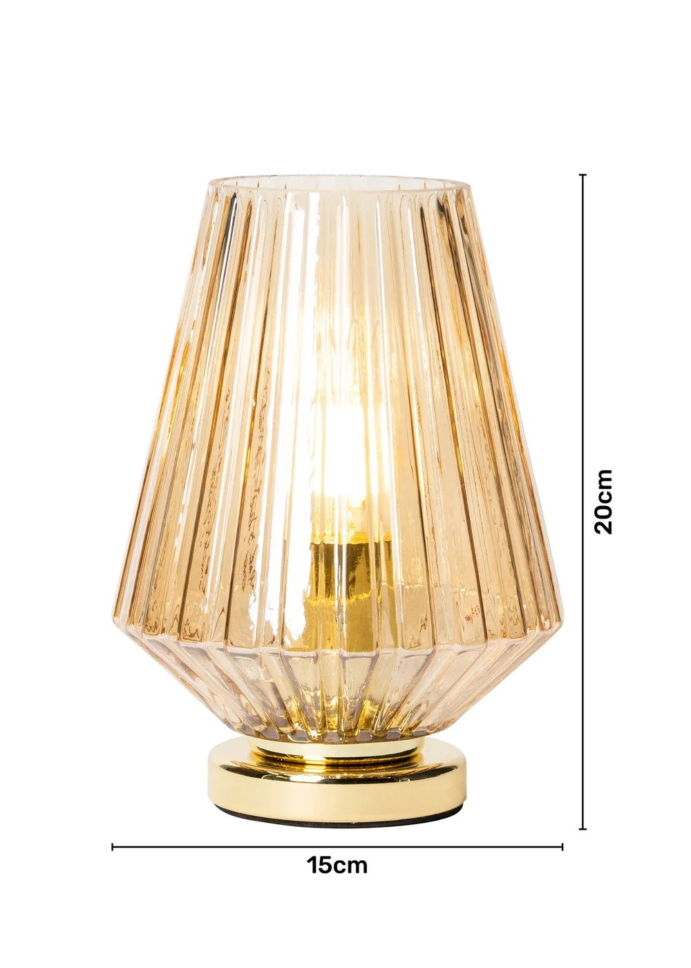 BHS Poplar Ribbed Glass Vessel Table Lamp Gold & Champagne (20cm x 15cm) - One Size Image 4