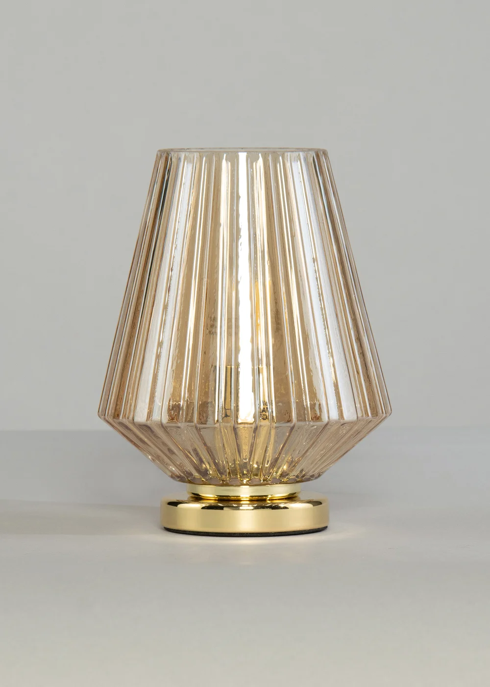 BHS Poplar Ribbed Glass Vessel Table Lamp Gold & Champagne (20cm x 15cm) - One Size Image 5