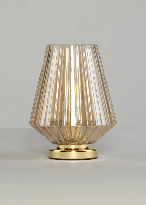 BHS Poplar Ribbed Glass Vessel Table Lamp Gold & Champagne (20cm x 15cm) - One Size Image 5