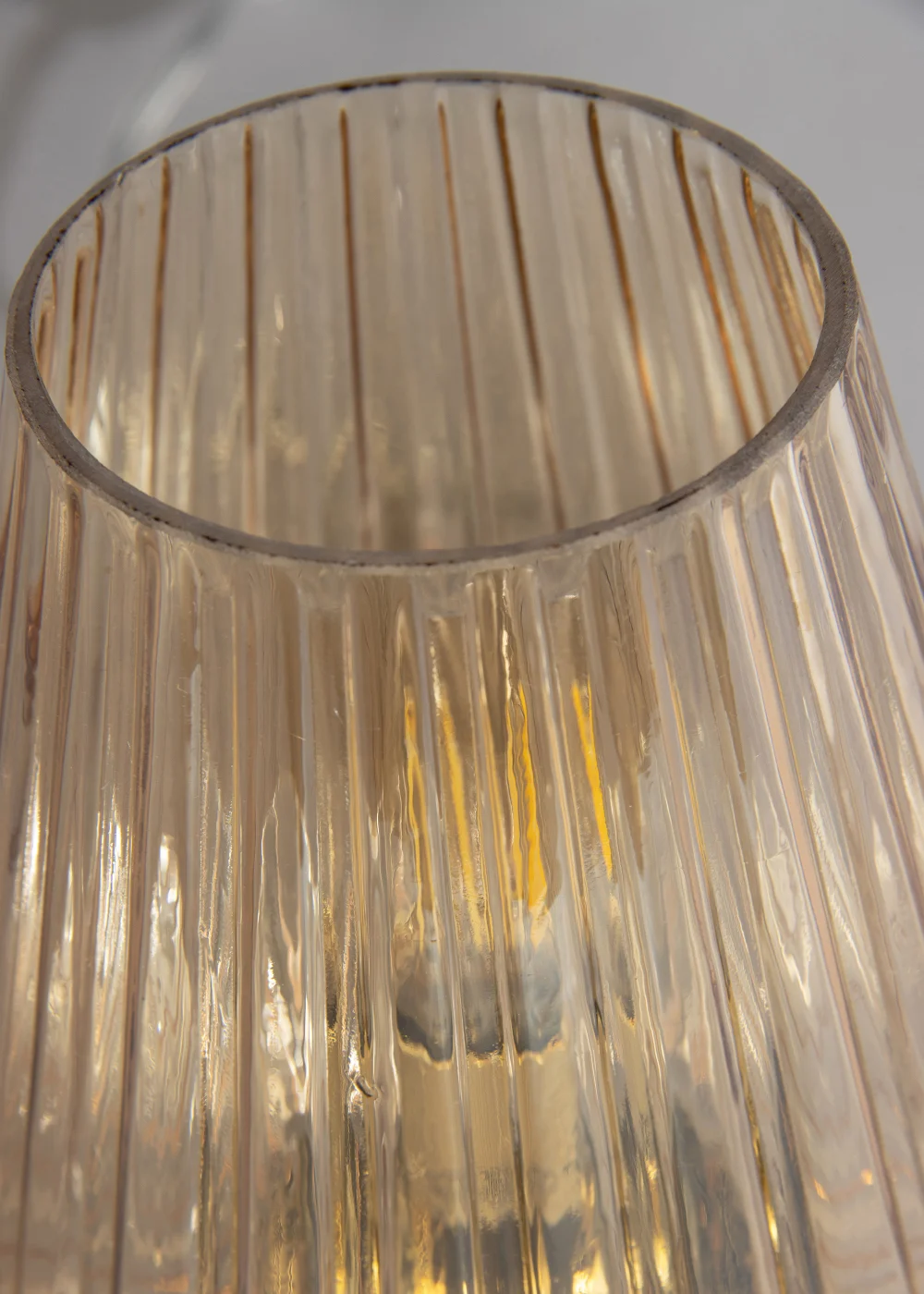 BHS Poplar Ribbed Glass Vessel Table Lamp Gold & Champagne (20cm x 15cm) - One Size Image 3