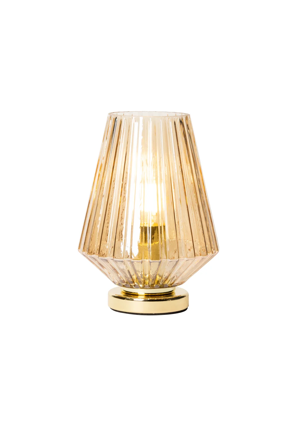 BHS Poplar Ribbed Glass Vessel Table Lamp Gold & Champagne (20cm x 15cm) - One Size Image 2