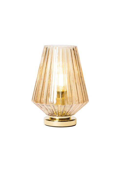 BHS Poplar Ribbed Glass Vessel Table Lamp Gold & Champagne (20cm x 15cm) - One Size Image 2