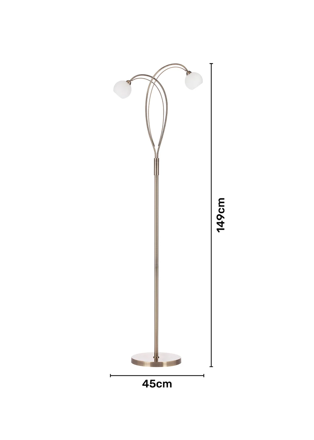 BHS Soni Floor Lamp 2 Light Antique Brass (149cm x 45cm) - One Size Image 6