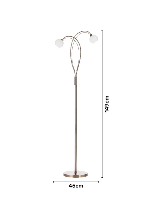 BHS Soni Floor Lamp 2 Light Antique Brass (149cm x 45cm) - One Size Image 6