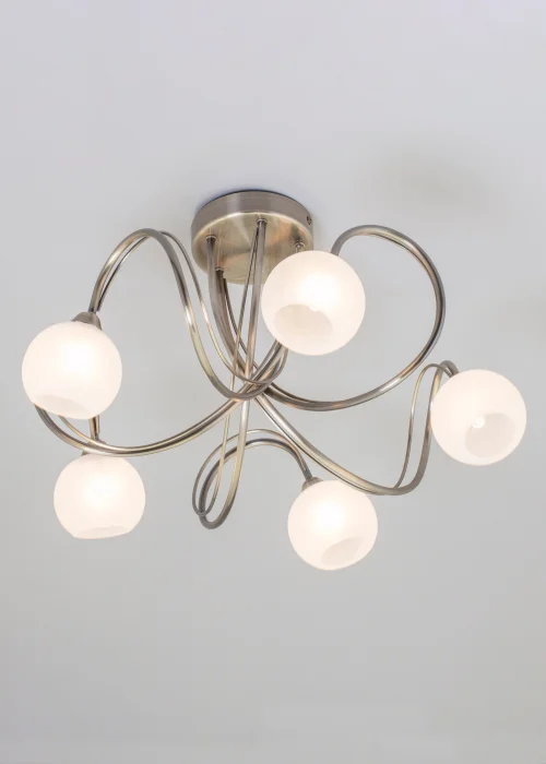 BHS Soni Antique Brass 5 Light Flush Ceiling Light - One Size Image 4