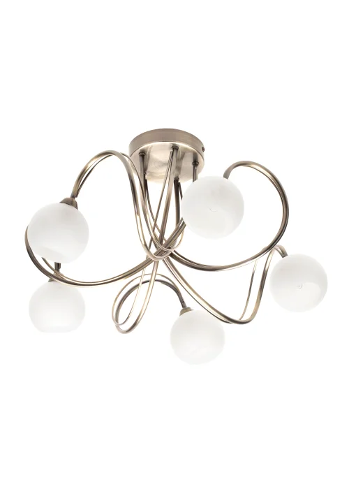 BHS Soni Antique Brass 5 Light Flush Ceiling Light - One Size Image 5