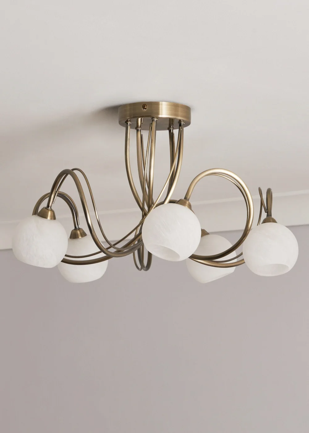 BHS Soni Antique Brass 5 Light Flush Ceiling Light - One Size Image 1