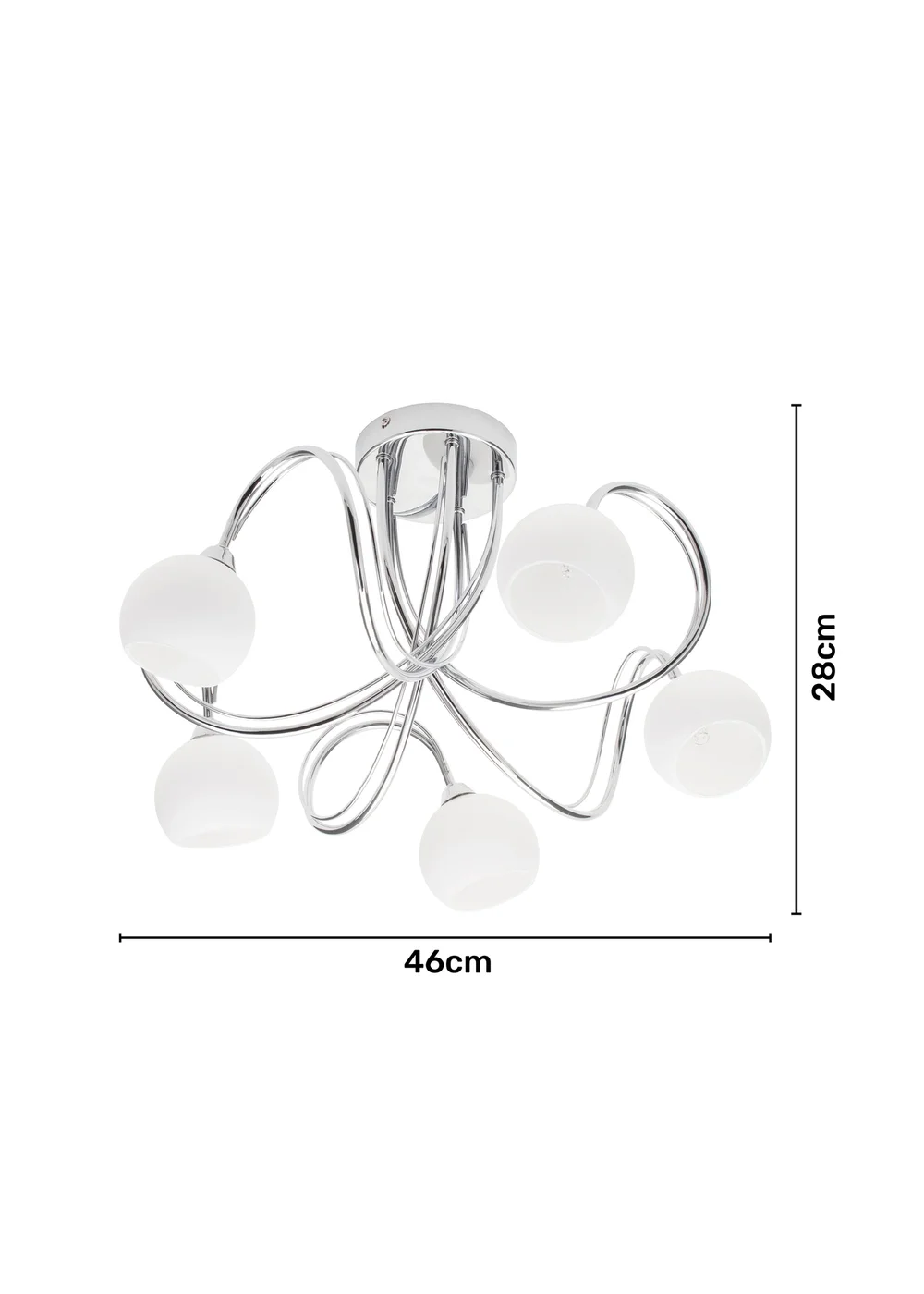 BHS Soni Flush Ceiling 5 Light Chrome (28cm x 46cm) - One Size Image 6