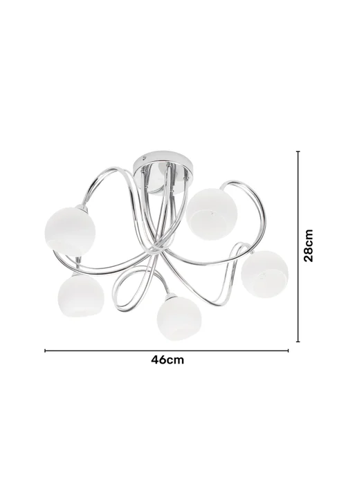 BHS Soni Flush Ceiling 5 Light Chrome (28cm x 46cm) - One Size Image 6