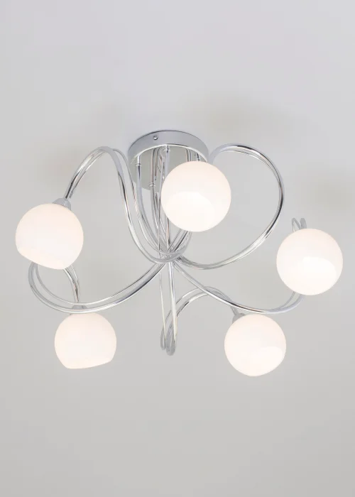 BHS Soni Flush Ceiling 5 Light Chrome (28cm x 46cm) - One Size Image 4