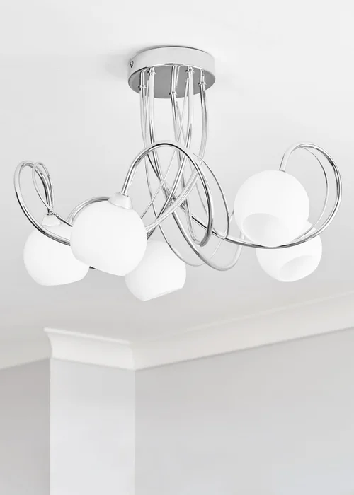 BHS Soni Flush Ceiling 5 Light Chrome (28cm x 46cm) - One Size Image 2
