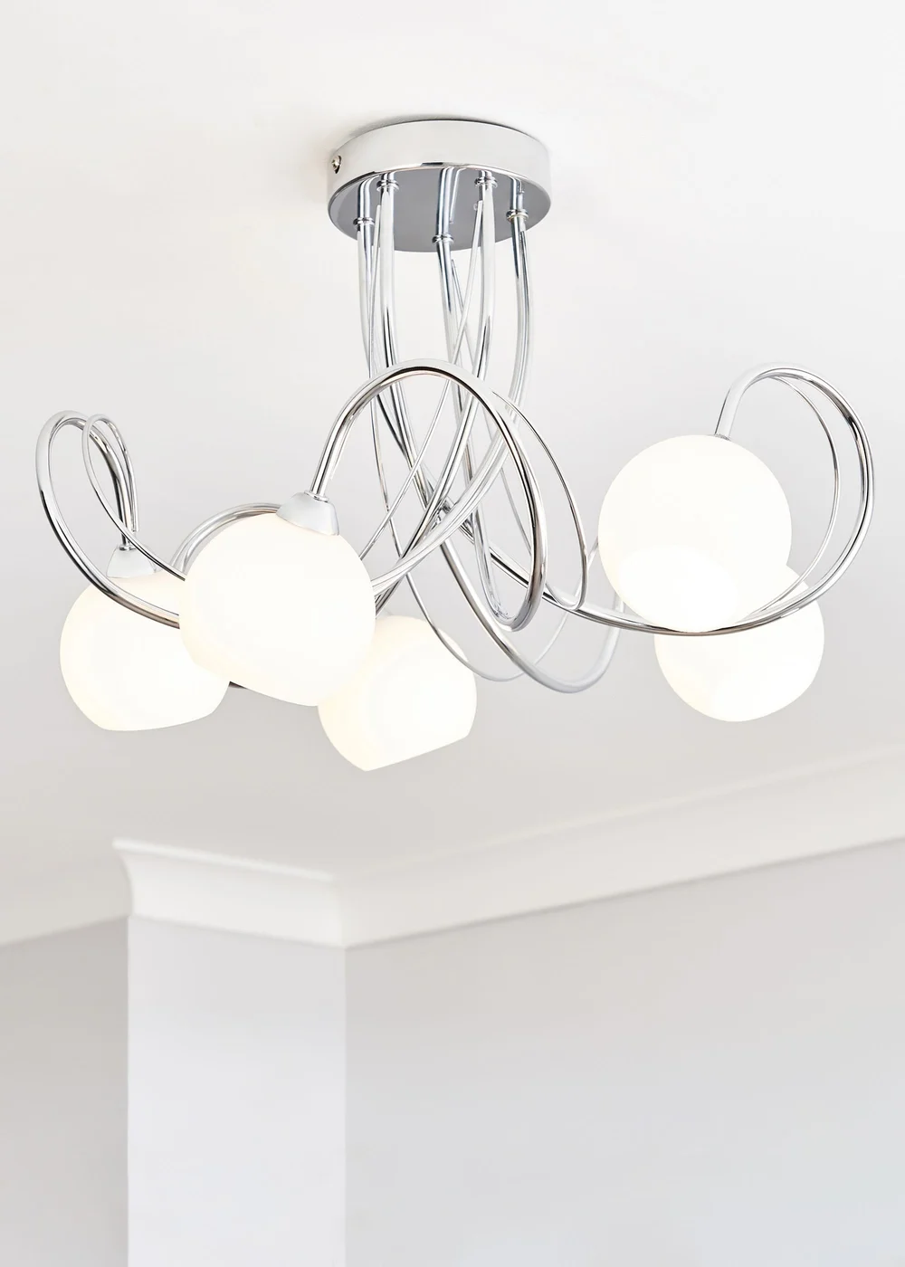 BHS Soni Flush Ceiling 5 Light Chrome (28cm x 46cm) - One Size Image 1