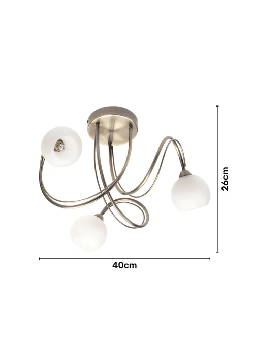 BHS Soni Flush Ceiling 3 Light Antique Brass (26cm x 40cm) - One Size Image 5