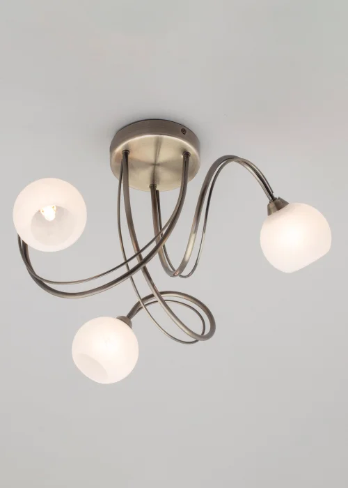 BHS Soni Flush Ceiling 3 Light Antique Brass (26cm x 40cm) - One Size Image 2