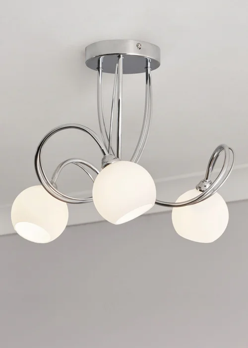 BHS Soni Chrome 3 Light Flush Ceiling Light - One Size Image 2