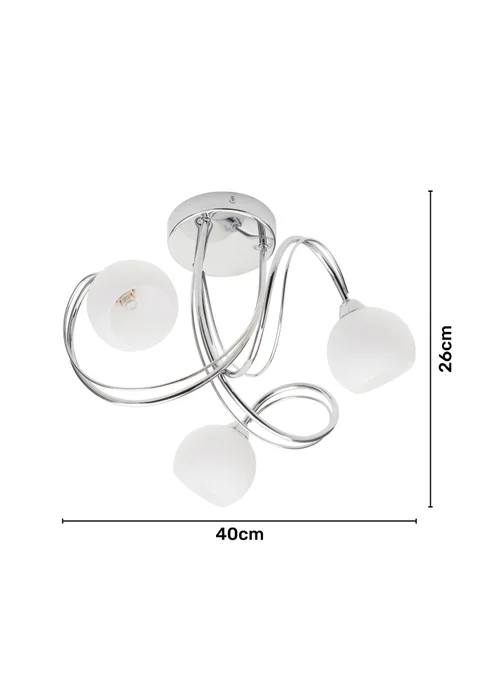 BHS Soni Chrome 3 Light Flush Ceiling Light - One Size Image 6