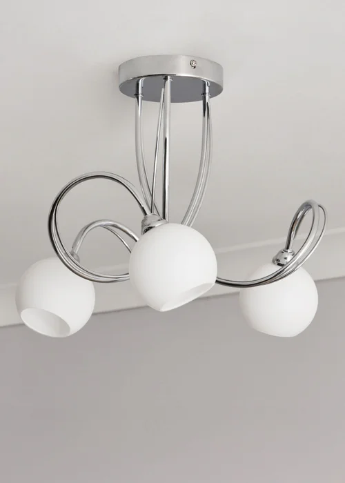 BHS Soni Chrome 3 Light Flush Ceiling Light - One Size Image 1