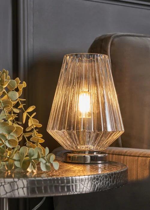 BHS Poplar Small Vessel Table Lamp Clear/ Chrome - One Size Image 2